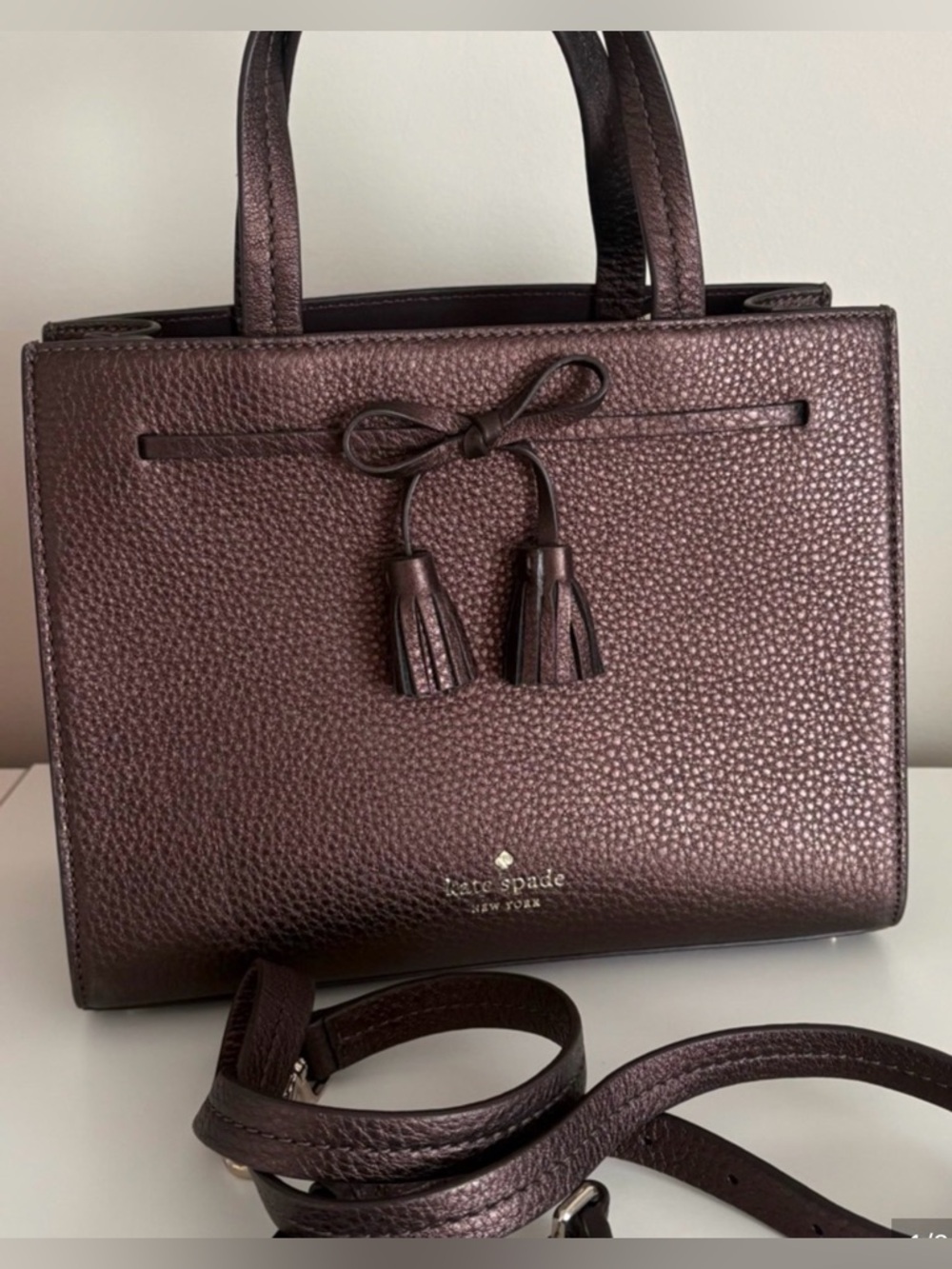 kate spade Pebbled Leather Tote in bronze